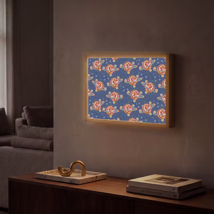 Disco - Blauw - Patroon Light Box met batterij (Wandlamp) middel 907 -sfeer1