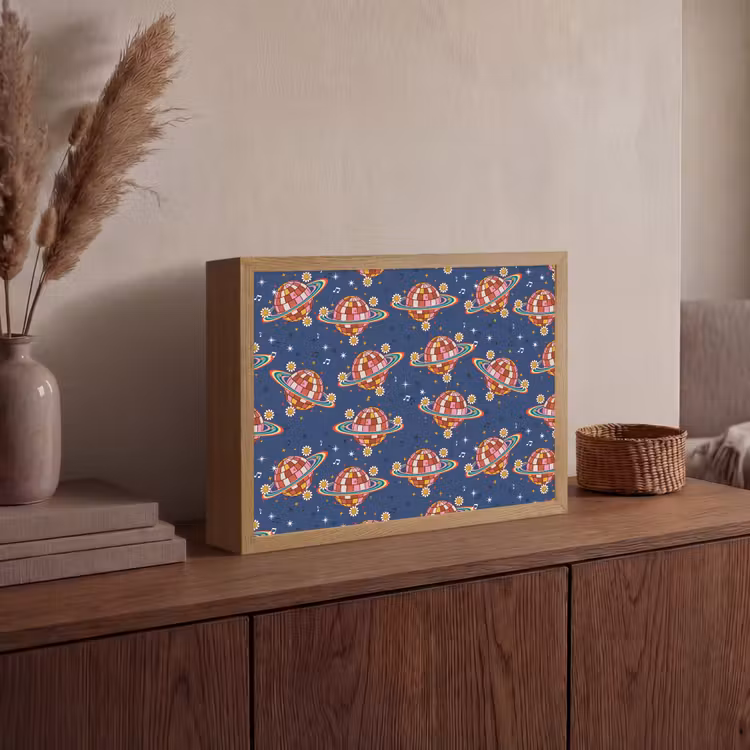 Disco - Blauw - Patroon Light Box met batterij (Wandlamp) middel 907 -sfeer2