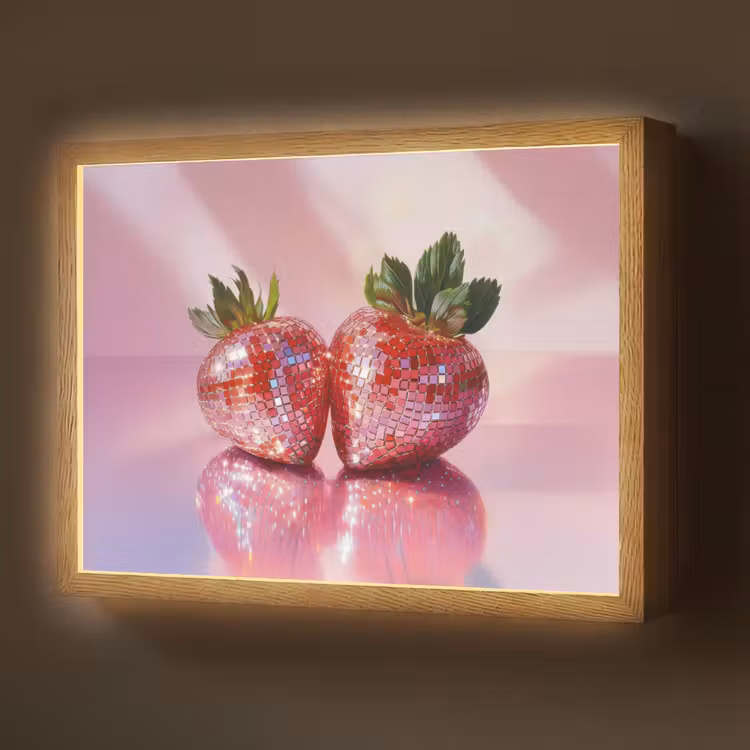 Disco - Fruit - Glitter - Strawberry Light Box met batterij (Wandlamp) middel -z3d_website
