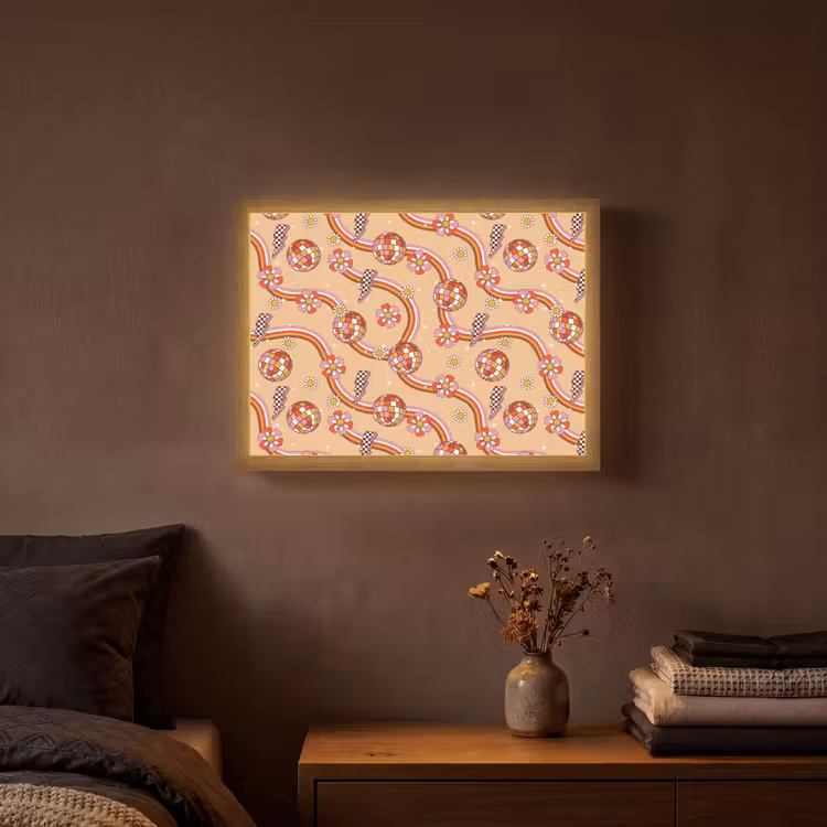 Disco - Patroon - Lijnen Light Box met batterij (Wandlamp) middel 907 -sfeer4
