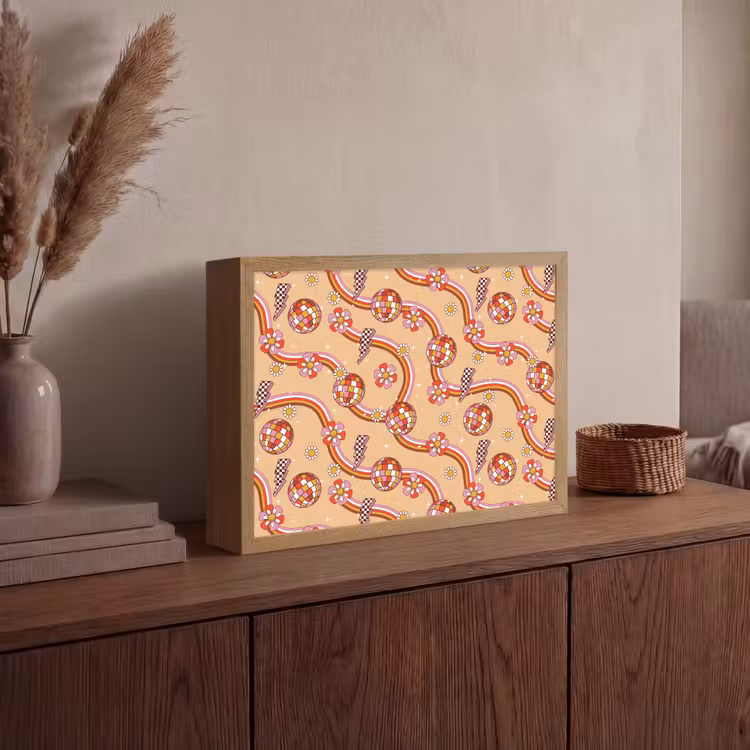 Disco - Patroon - Lijnen Light Box met batterij (Wandlamp) middel 907 -sfeer2