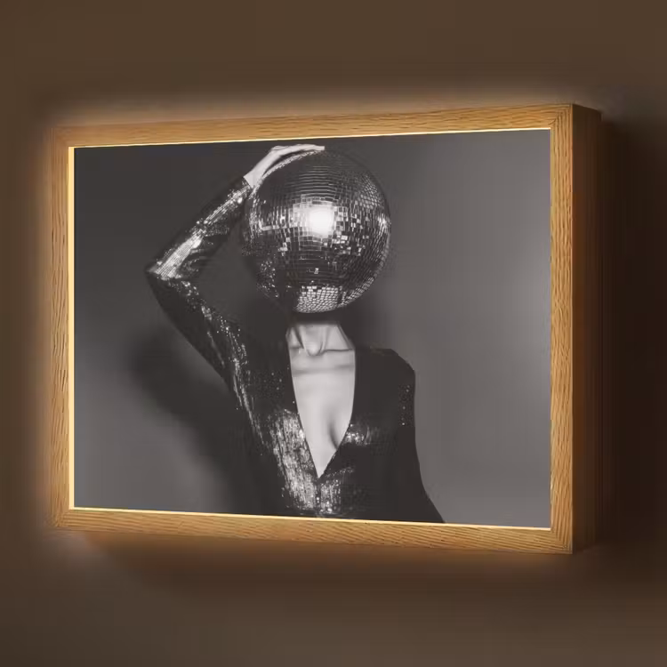 Discobal - Gezicht - Glamour - Zwart Light Box met batterij (Wandlamp) middel -z3d_website
