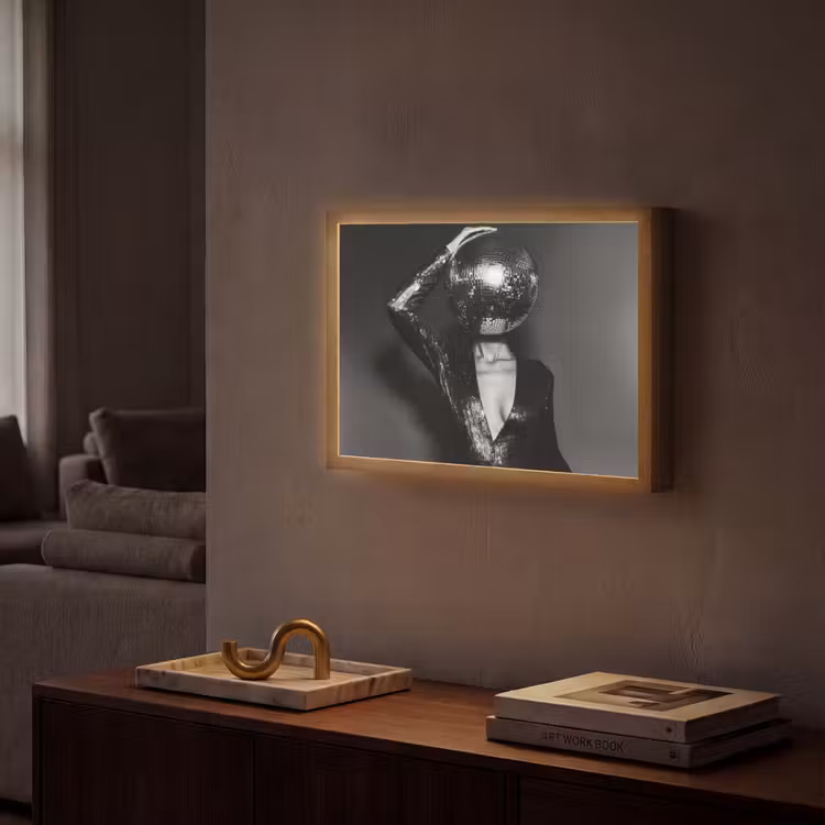 Discobal - Gezicht - Glamour - Zwart Light Box met batterij (Wandlamp) middel -sfeer1