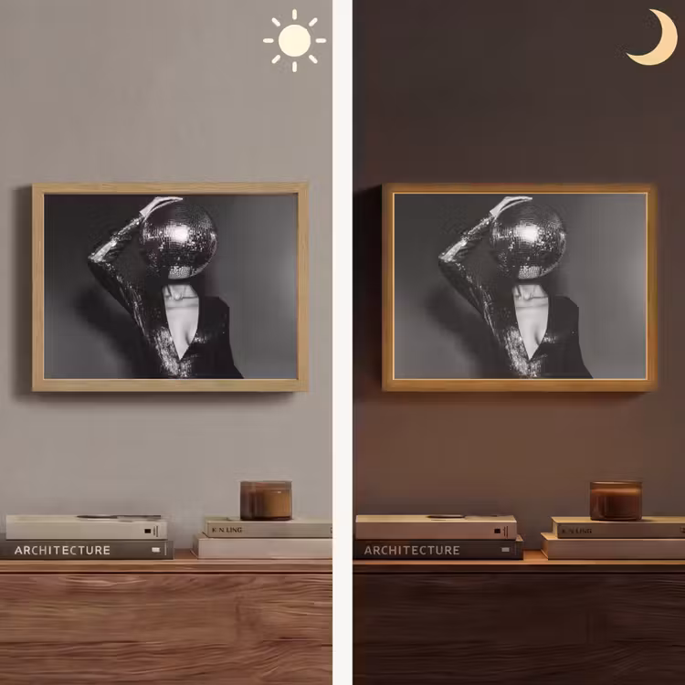 Discobal - Gezicht - Glamour - Zwart Light Box met batterij (Wandlamp) middel -sfeer3