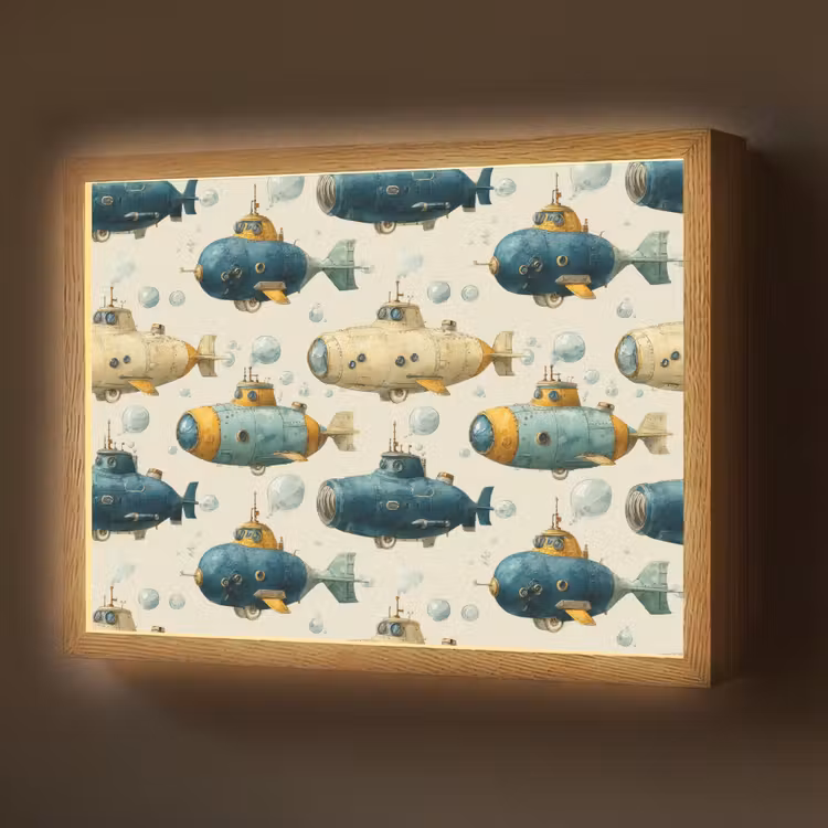 Duikboot - Fantasie - Kleurrijk Light Box met batterij (Wandlamp) middel 907 -z3d_website