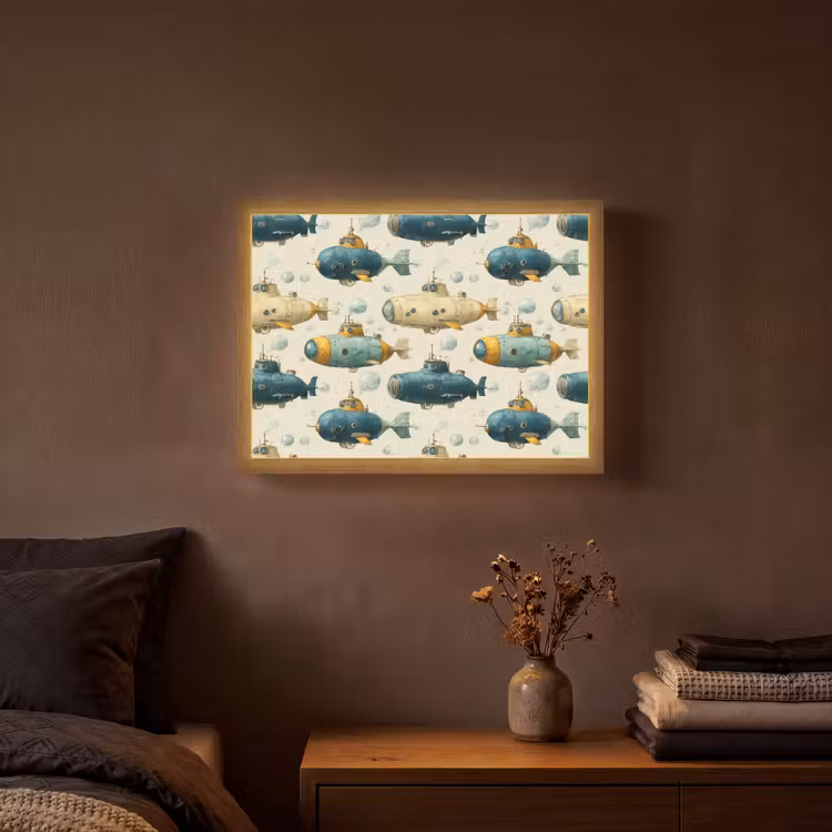 Duikboot - Fantasie - Kleurrijk Light Box met batterij (Wandlamp) middel 907 -sfeer4