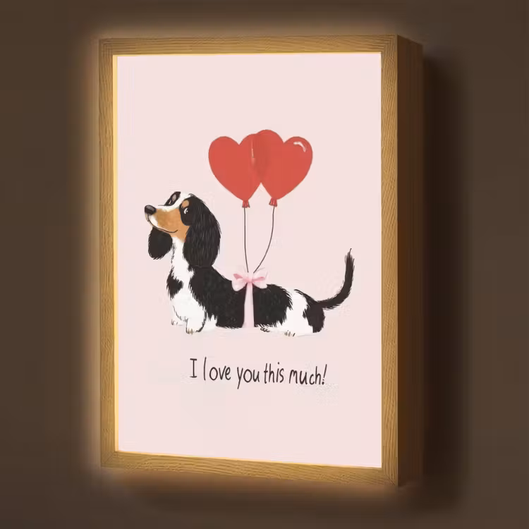Hond - Teckel - Valentijn - Love Light Box met batterij (Wandlamp) middel -z3d_website