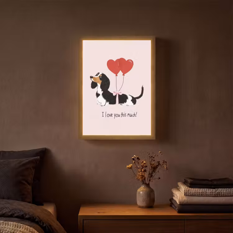 Hond - Teckel - Valentijn - Love Light Box met batterij (Wandlamp) middel -sfeer4