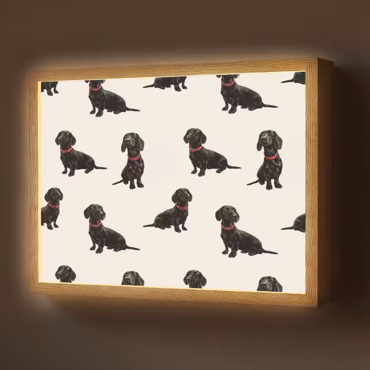 Hond - Patroon - Zwart Light Box met batterij (Wandlamp) middel 907 -z3d_website
