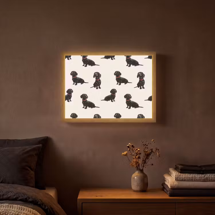 Hond - Patroon - Zwart Light Box met batterij (Wandlamp) middel 907 -sfeer4
