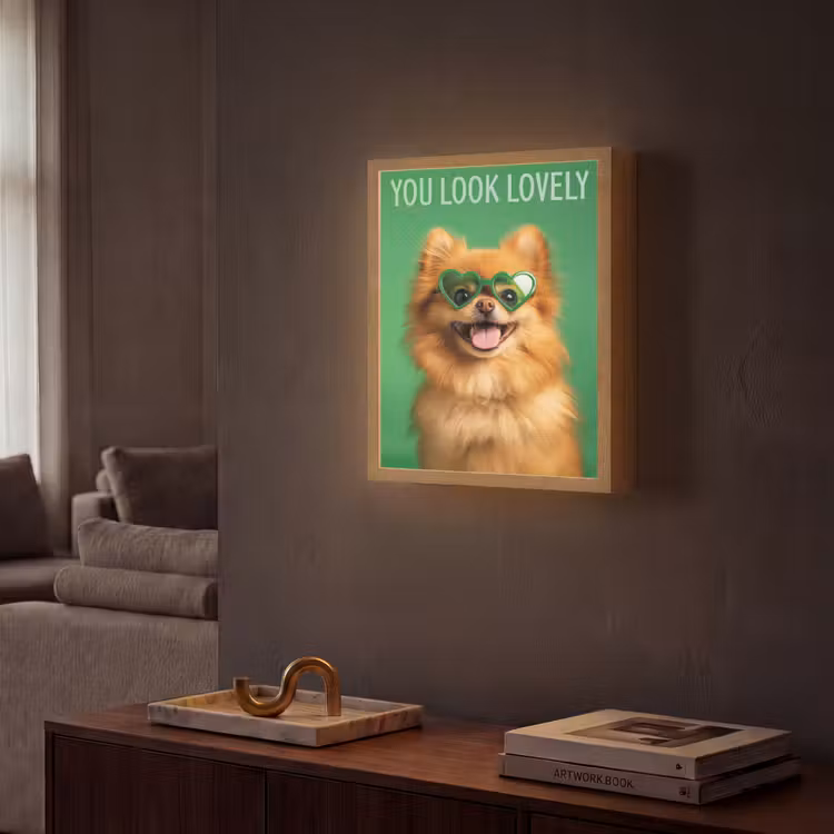Hond - Zonnebril - Valentijn - Love Light Box met batterij (Wandlamp) middel -sfeer1
