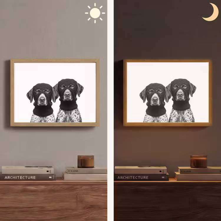 Honden - Bivakmuts - Zwart - wit Light Box met batterij (Wandlamp) middel -sfeer3