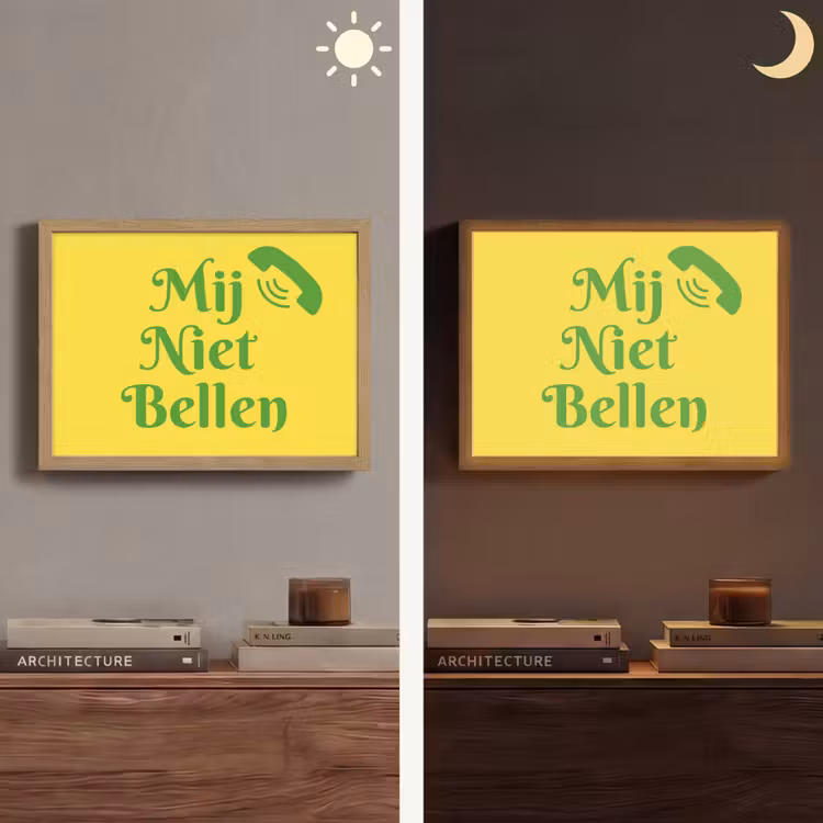 Mij niet bellen - Telefoon - Geel Light Box met batterij (Wandlamp) middel -sfeer3