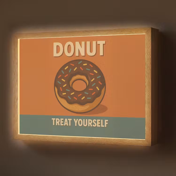 Donut - Spikkels - Kleurrijk - Quote Light Box met batterij (Wandlamp) middel -z3d_website