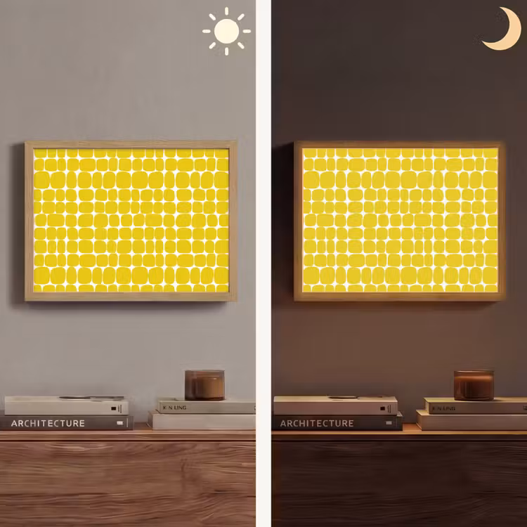 Stippen - Modern - Geel Light Box met batterij (Wandlamp) middel 907 -sfeer3