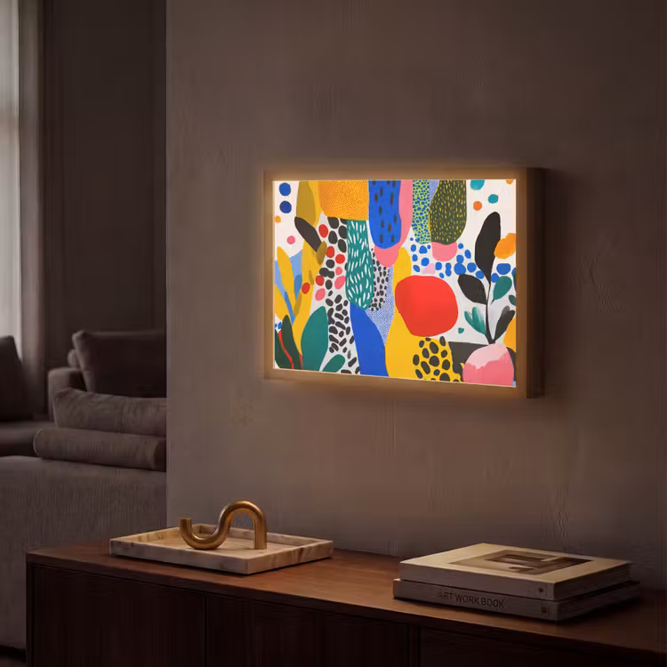 Stippen - Vormen - Modern - Kleuren Light Box met batterij (Wandlamp) middel -sfeer1