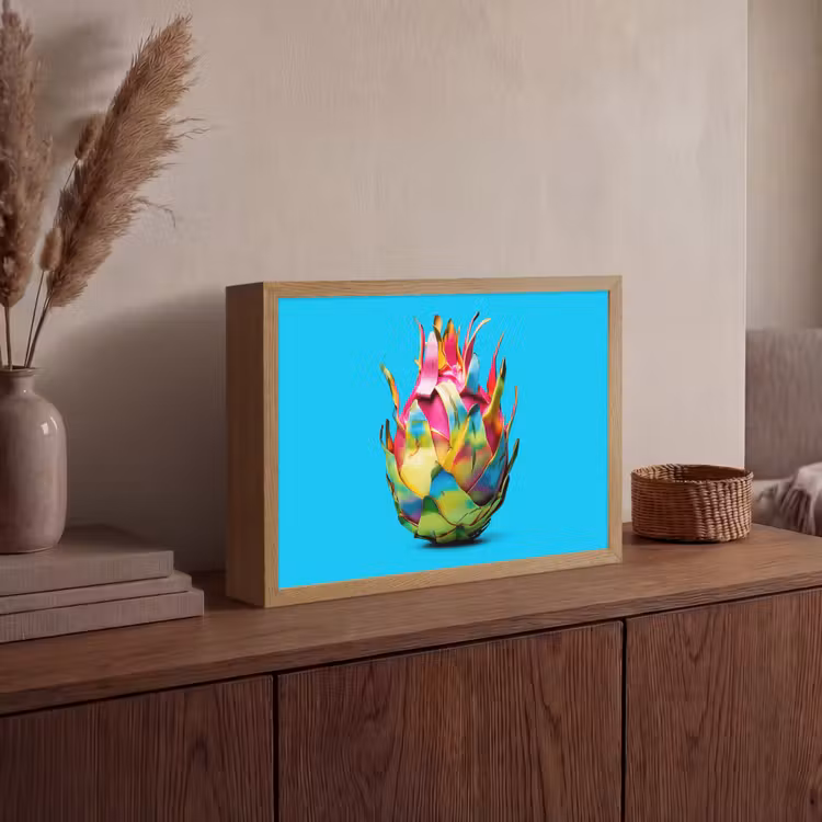 Drakenfruit - Blauw - Levendig Light Box met batterij (Wandlamp) middel -sfeer2