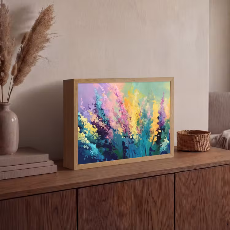 Dromerige - Langgerekte bloemen Light Box met batterij (Wandlamp) middel -sfeer2