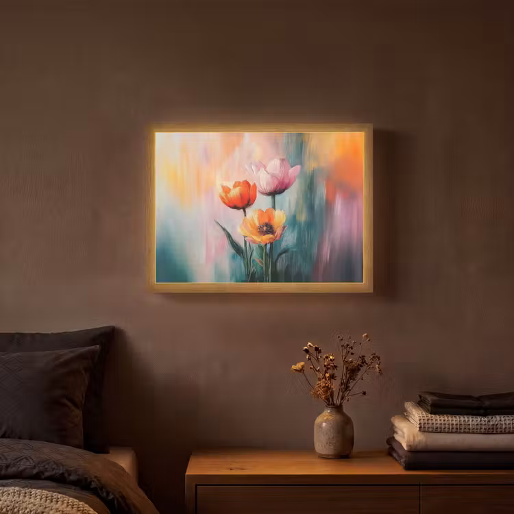 Dromerig - Bloemen - Verfijnde details Light Box met batterij (Wandlamp) middel -sfeer4