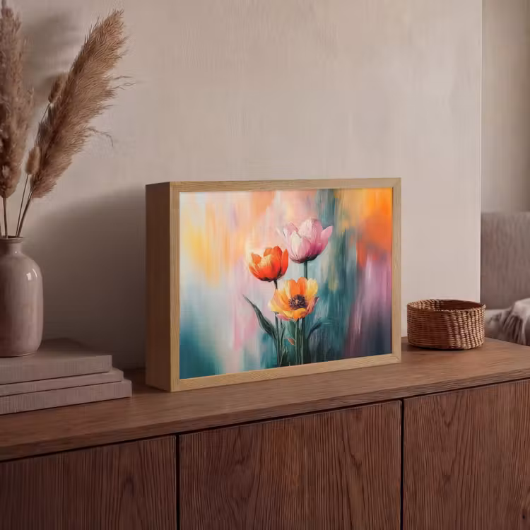 Dromerig - Bloemen - Verfijnde details Light Box met batterij (Wandlamp) middel -sfeer2