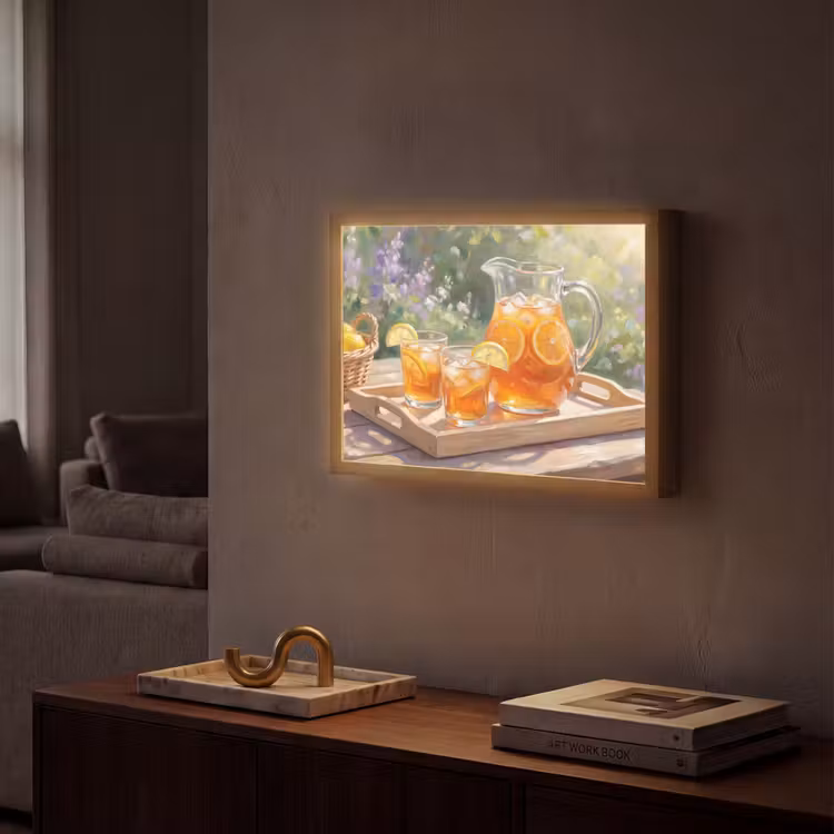 Drank - Citroen - Zomer - Tuin - Geel Light Box met batterij (Wandlamp) middel -sfeer1