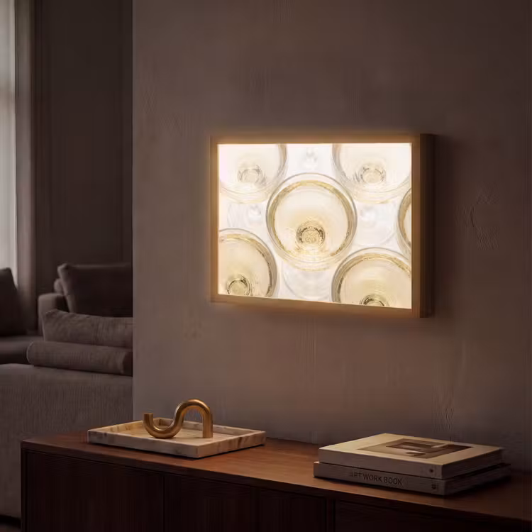 Drank - Glazen - Feest - Goud Light Box met batterij (Wandlamp) middel -sfeer1