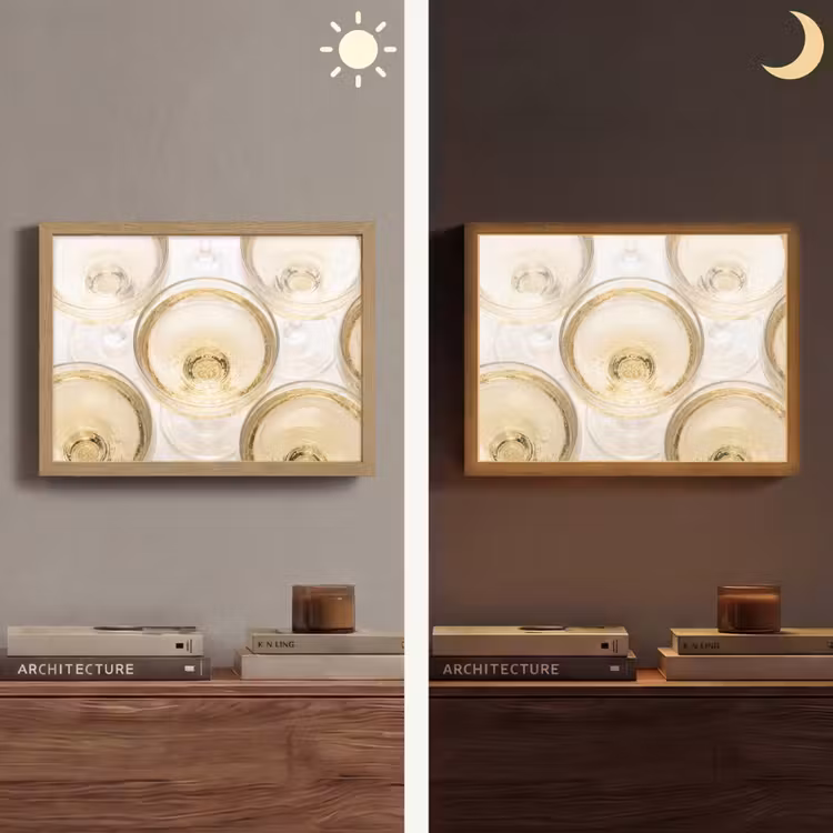 Drank - Glazen - Feest - Goud Light Box met batterij (Wandlamp) middel -sfeer3