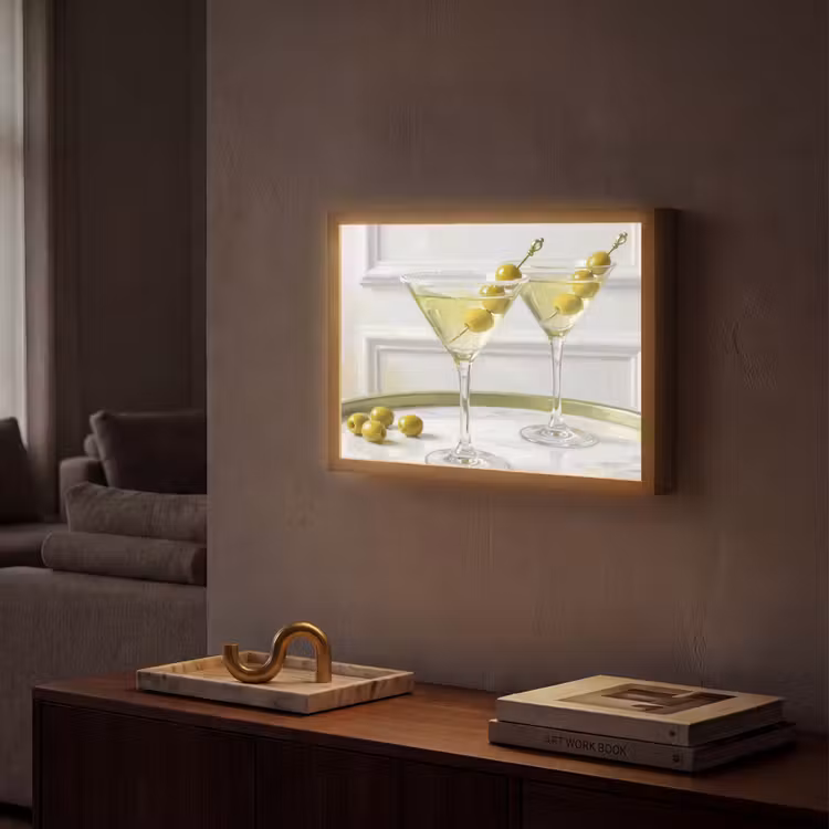 Drank - Martini - Olijven - Modern - Wit Light Box met batterij (Wandlamp) middel -sfeer1