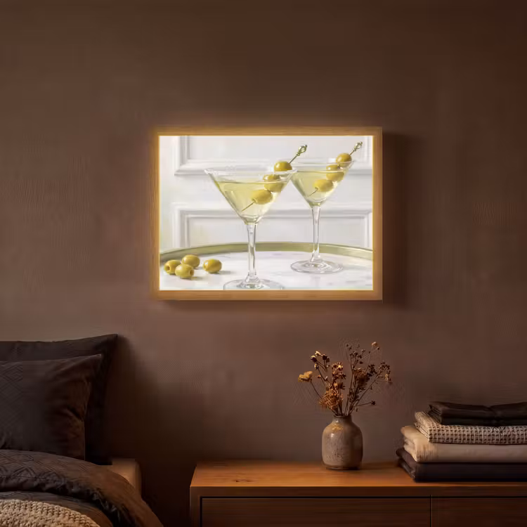 Drank - Martini - Olijven - Modern - Wit Light Box met batterij (Wandlamp) middel -sfeer4