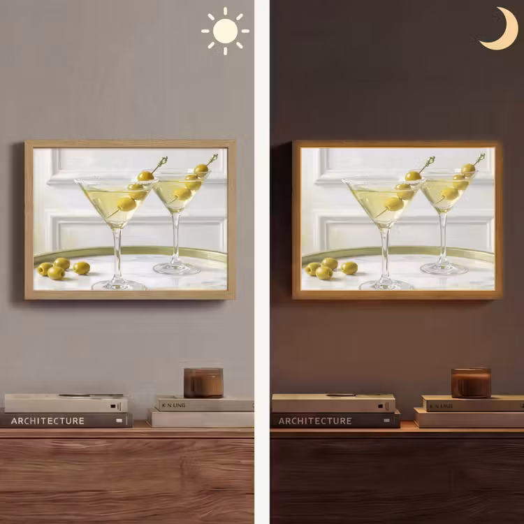 Drank - Martini - Olijven - Modern - Wit Light Box met batterij (Wandlamp) middel -sfeer3