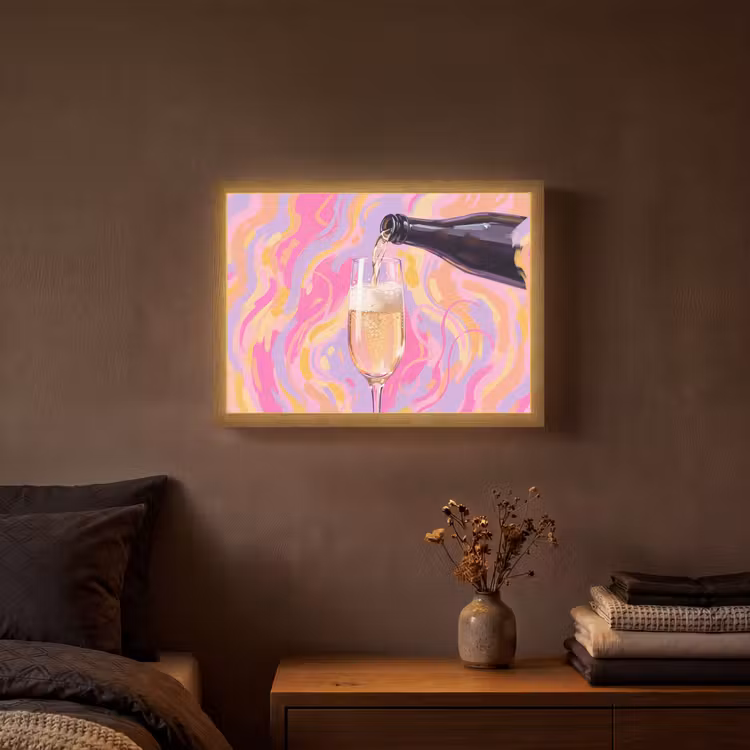 Drank - Inschenken - Feest - Abstract - Roze Light Box met batterij (Wandlamp) middel -sfeer4