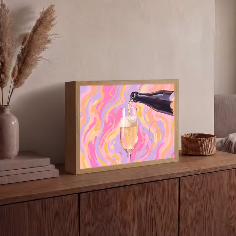 Drank - Inschenken - Feest - Abstract - Roze Light Box met batterij (Wandlamp) middel -sfeer2