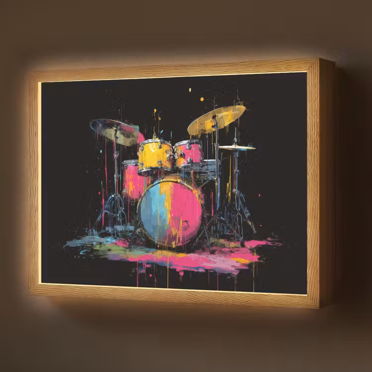 Drumstel - Kleurrijk - Verf - Levendig Light Box met batterij (Wandlamp) middel -z3d_website