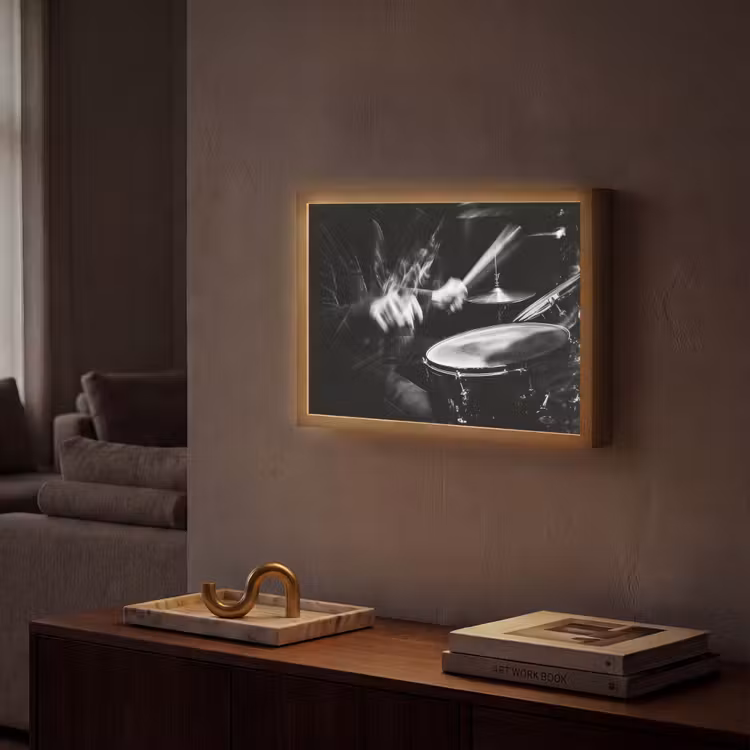 Drummer - Zwart - Drumstel Light Box met batterij (Wandlamp) middel -sfeer1
