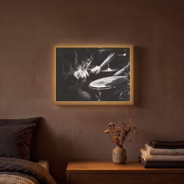Drummer - Zwart - Drumstel Light Box met batterij (Wandlamp) middel -sfeer4