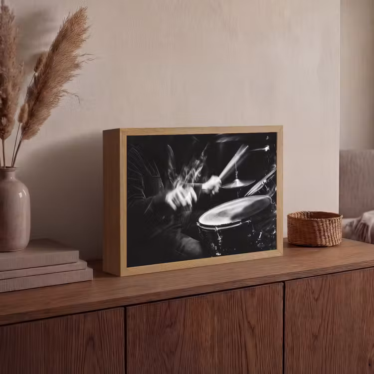 Drummer - Zwart - Drumstel Light Box met batterij (Wandlamp) middel -sfeer2