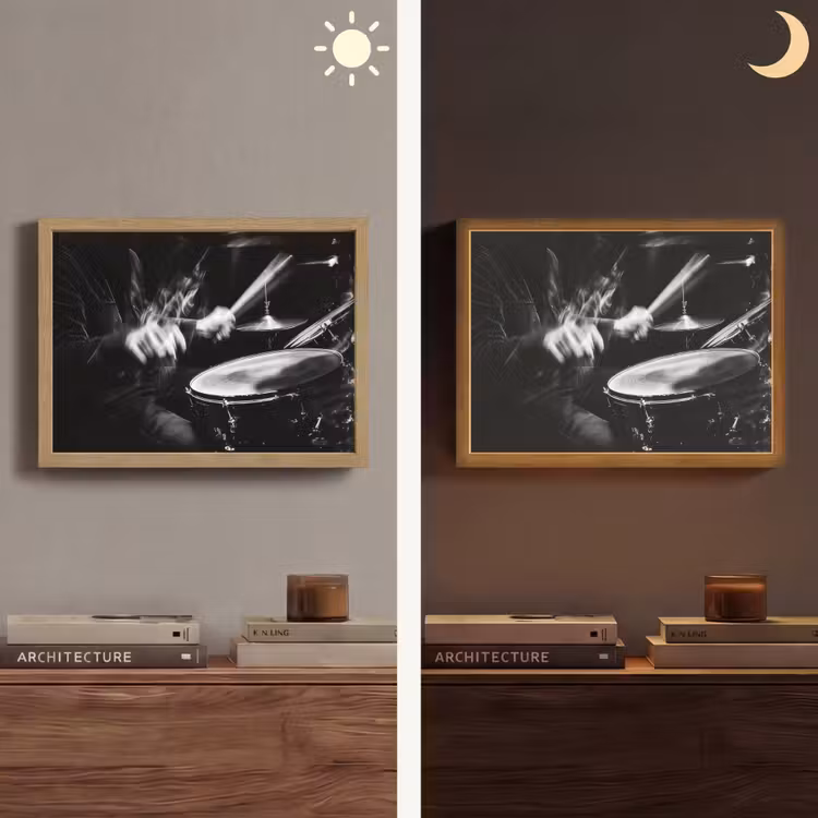 Drummer - Zwart - Drumstel Light Box met batterij (Wandlamp) middel -sfeer3