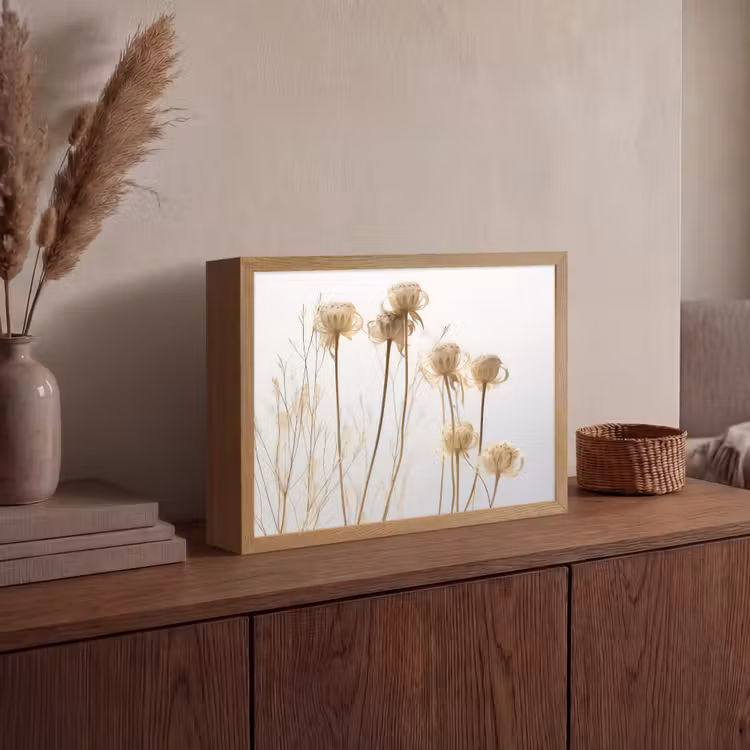 Droogbloemen - Natuur - Botanisch Light Box met batterij (Wandlamp) middel -sfeer2