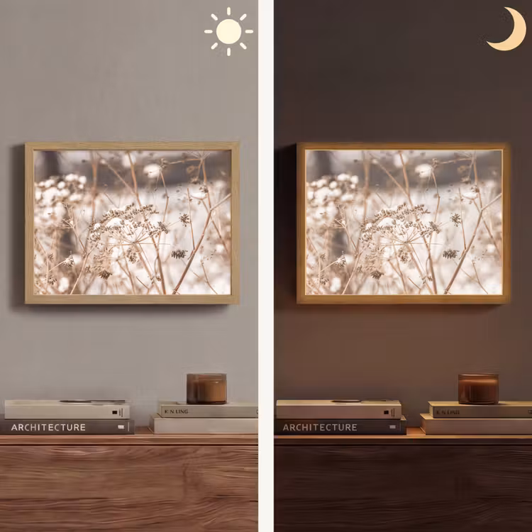 Droogbloemen - Wit - Planten Light Box met batterij (Wandlamp) middel -sfeer3