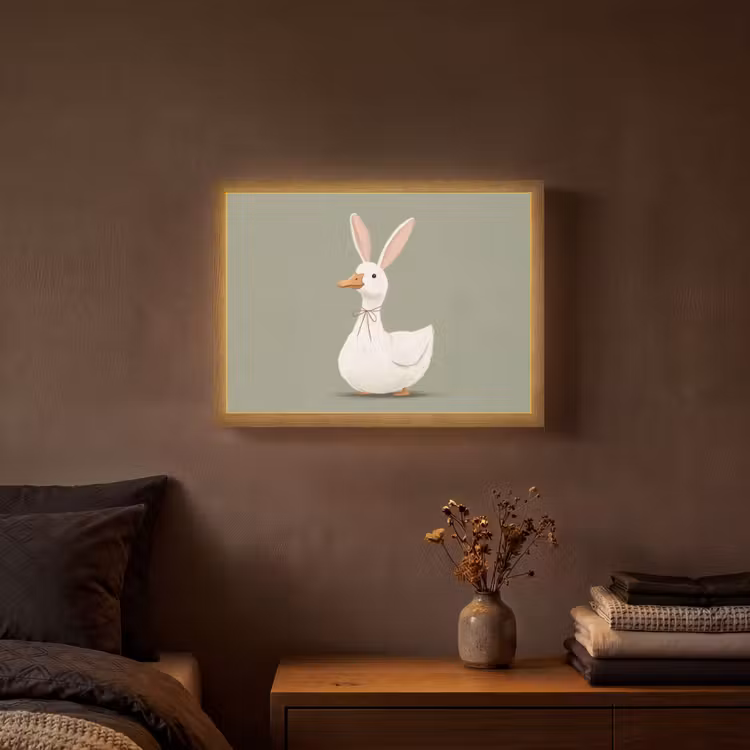 Eend - Konijnoren - Grijs Light Box met batterij (Wandlamp) middel -sfeer4