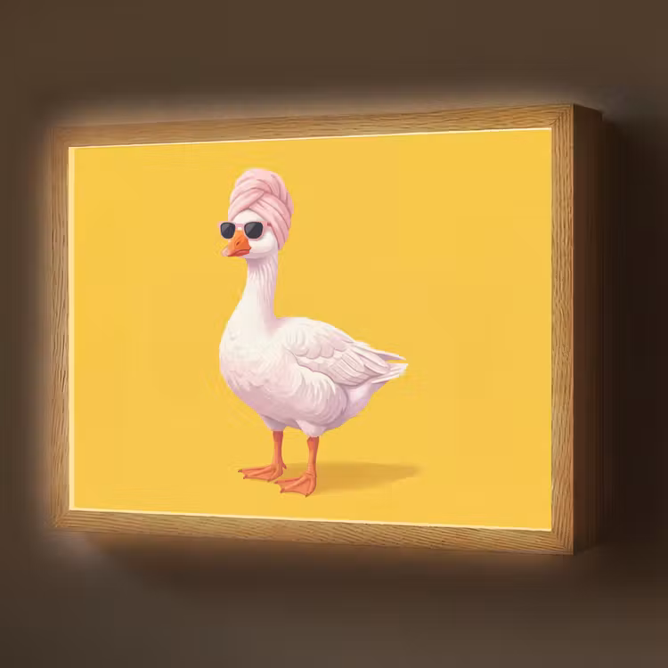 Eend - Zonnebril - Geel Light Box met batterij (Wandlamp) middel -z3d_website
