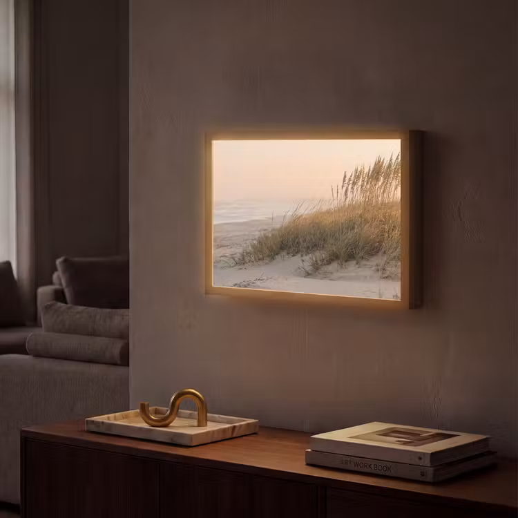 Duinlandschap - Zonsondergang - Strand Light Box met batterij (Wandlamp) middel -sfeer1