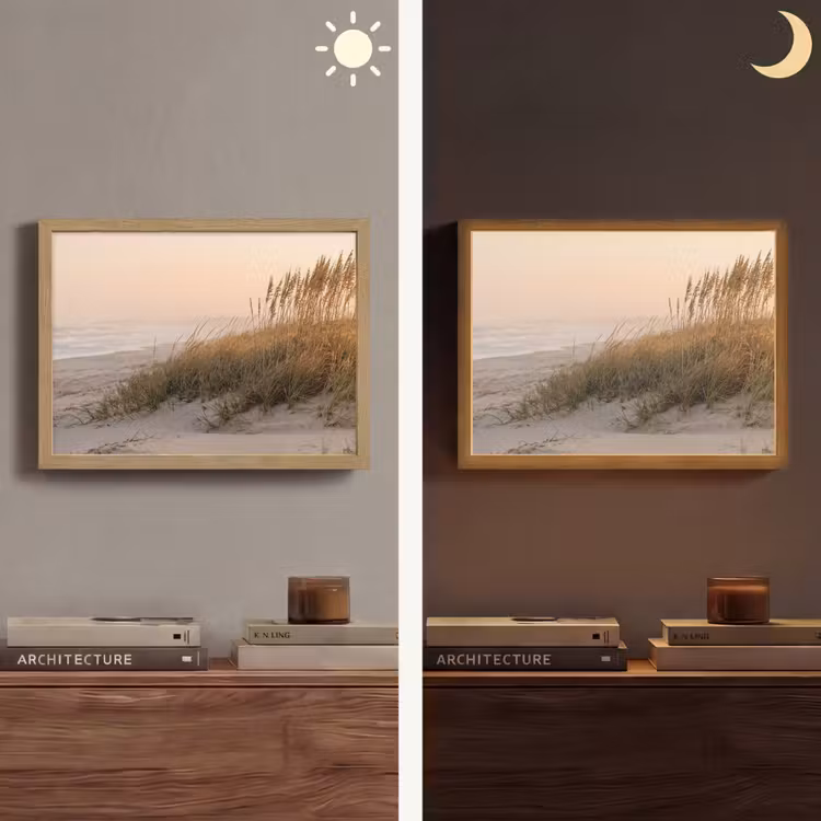 Duinlandschap - Zonsondergang - Strand Light Box met batterij (Wandlamp) middel -sfeer3