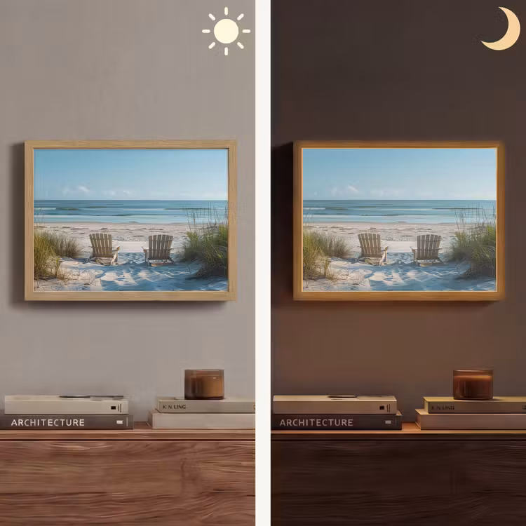 Duinen - Strand - Zee - Zomer Light Box met batterij (Wandlamp) middel -sfeer3