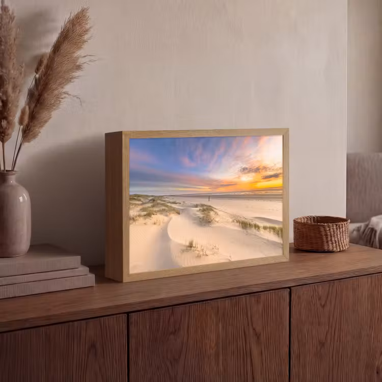 Duinen - Strand - Zonsondergang - Natuur - Zomer Light Box met batterij (Wandlamp) middel -sfeer2