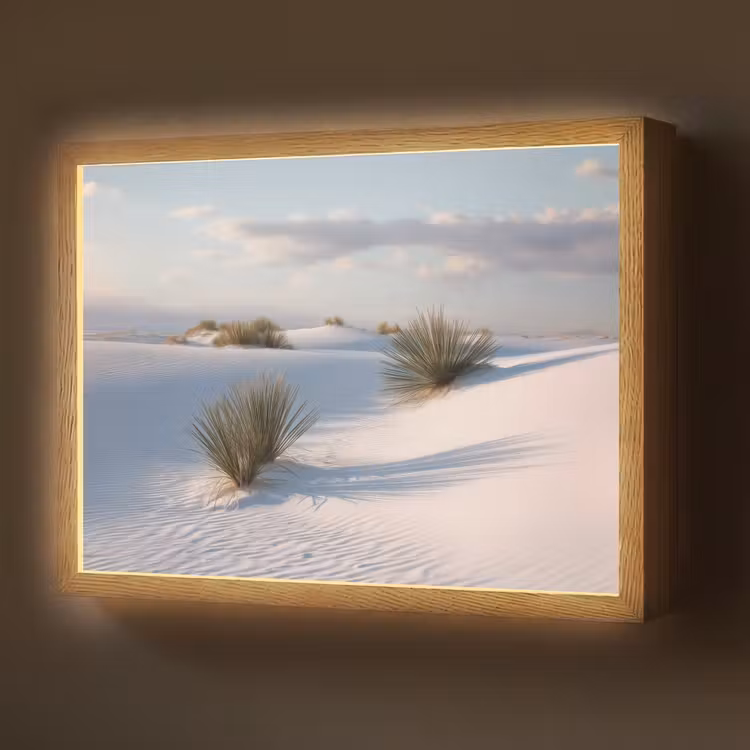 Duinen - Gras - Wolken - Beige Light Box met batterij (Wandlamp) middel -z3d_website