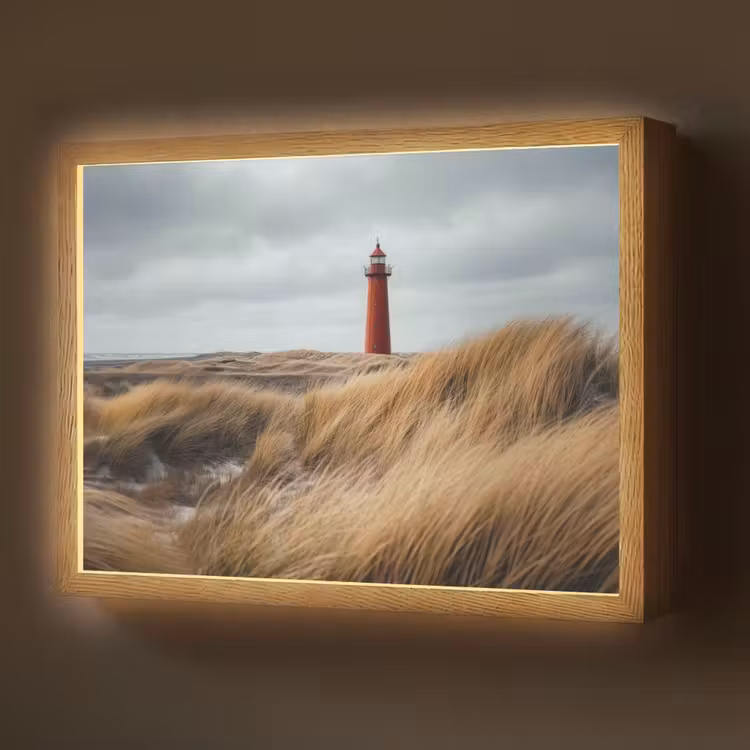 Duinen - Vuurtoren - Rood - Lucht Light Box met batterij (Wandlamp) middel -z3d_website