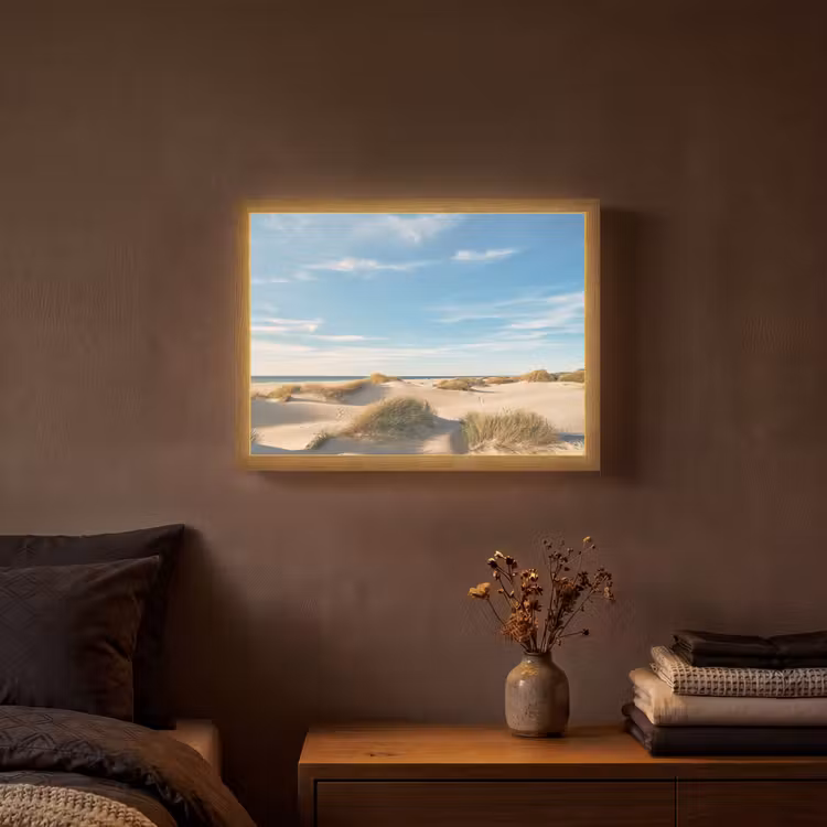 Duinen - Zomer - Landschap - Zee - Strand Light Box met batterij (Wandlamp) middel -sfeer4