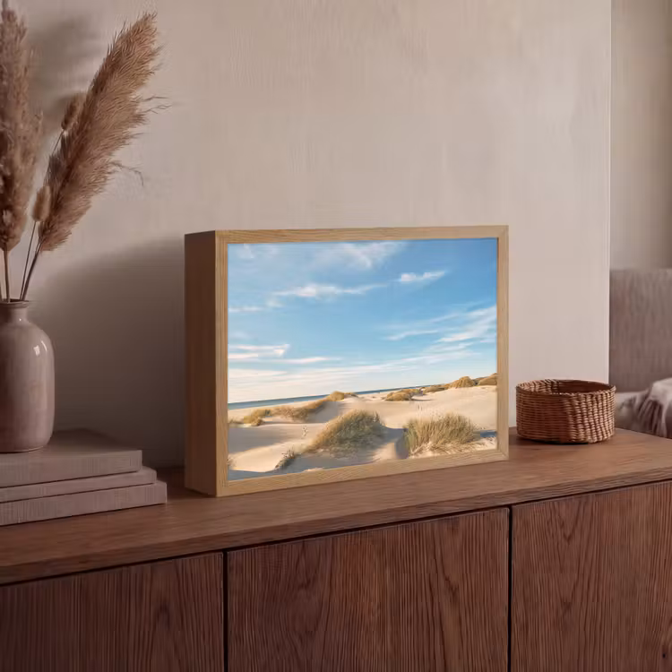 Duinen - Zomer - Landschap - Zee - Strand Light Box met batterij (Wandlamp) middel -sfeer2
