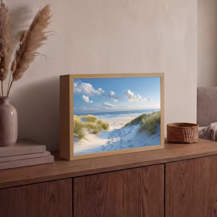 Duinen - Zomer - Zon - Landschap - Zee Light Box met batterij (Wandlamp) middel -sfeer2